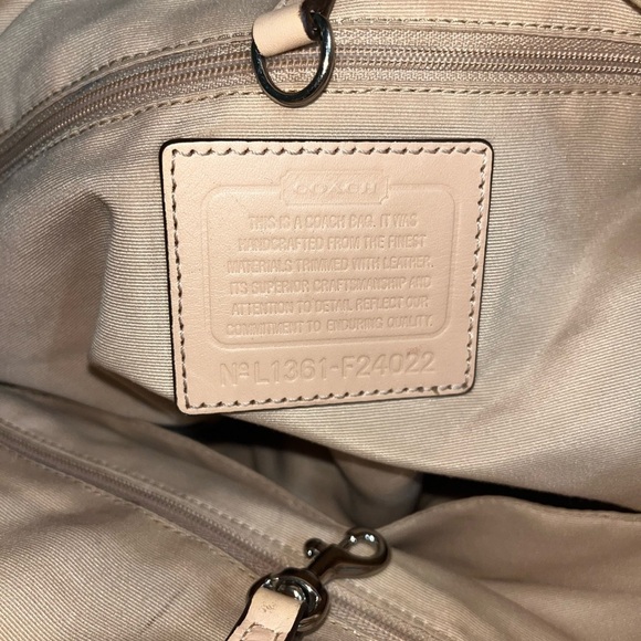 COACH Large Orange Signature Exotic Stripe Leather Shoulder Strap Tote Bag - Picture 13 of 16